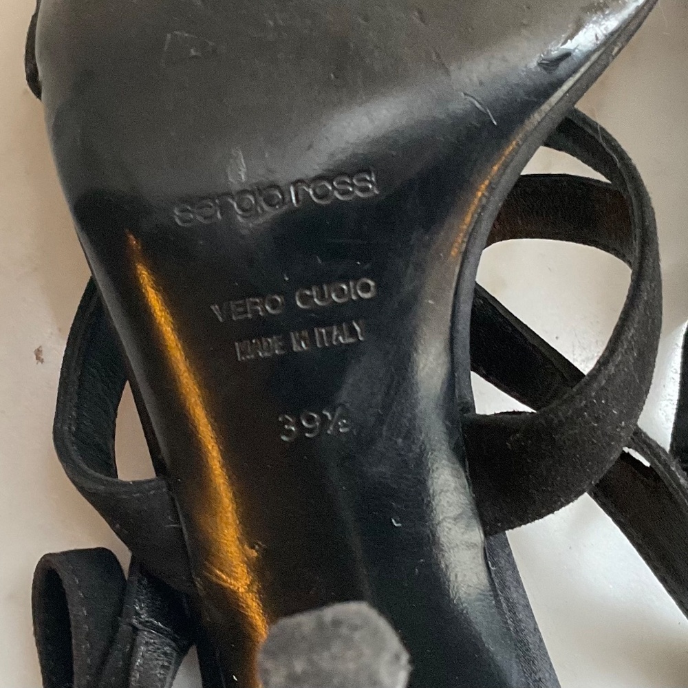 Sergio Rossi Vintage Black Suede Leather Strappy High Steel Heels Size EU 39.5 - Picture 6 of 7